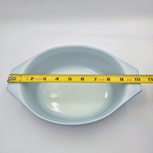 Vintage Pyrex Snowflake Garland Oval Casserole Dish 043 No Lid 1 ½ Qt. Blue Whit - Picture 14 of 16